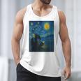 Van Gogh Starry Night Fantasy Reader Dragon Reading Book Men Tank Top