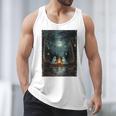 Vintage Ghost Book Reading Camping Gothic Halloween Teachers Men Tank Top