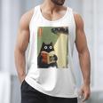 Vintage Japanese Cat Book Lovers UFO Alien Abduction Cat Dad Men Tank Top