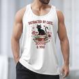 Women's Cat Books Romantic Floral Aesthetic Book Lover Cat Owner Men Tank Top