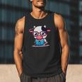 Adorable Book Lover Cow With Reading Glasses Cute Men Tank Top