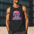 Adorable Book Lover Octopus With Reading Glasses Cute Men Tank Top