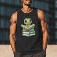 Adorable Turtle Reading Books Men Tank Top