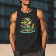 Alligator Reading a Book Animal Men Tank Top