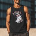 Boo Ghost Books Coquette Bow Halloween Women School Teacher Men Tank Top