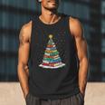 Book Christmas Tree Xmas Lights Book Lover Teacher Librarian Men Tank Top