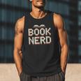 Book Nerd Retro Pixel Reading Librarian Aesthetic Men Tank Top