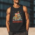 All Booked For Christmas Gingerbread Christmas Tree Book Kid Men Tank Top