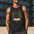 Cat Reading Book Flowers Men Tank Top Cat Reading Book Flowers Men Tank Top
