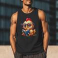 Chicken Reading a Book Farm Animal Chick Men Tank Top