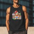 Christmas Gingerbread Man Reading Book Snowflake Teacher Men Tank Top
