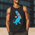 Cool Dinosaur Books Art For Men Women Libarian Book Lover Men Tank Top