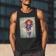 The Crimson Crescent 90s Retro Comic Book Superheroine Art Men Tank Top