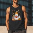 Cute Beanie Ghost Bookworm Cozy Book Reading Halloween Men Tank Top