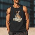 Cute Bunny Reading Book Glasses Bookworm Men Tank Top