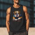 Cute Dog English Bulldog Reading Book Men Tank Top