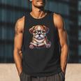 Cute Dog Puppy English Bulldog Reading Book Men Tank Top Cute Dog Puppy English Bulldog Reading Book Men Tank Top