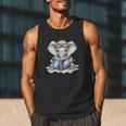 Cute Elephant Reading Universe Book Men Tank Top