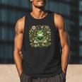 Cute Floral Frog Book Reading Men Tank Top