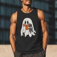 Cute Ghost Cat Reading Book Spooky Season Halloween Costume Men Tank Top