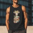 Cute Giraffe With Book Floral Bookworm Librarian Book Lover Men Tank Top