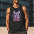 Cute Pastel Goth Bat Reading Book Men Tank Top