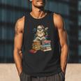 Cute Reading Chicken With Glasses Books Bookworm Reader Book Men Tank Top