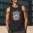 Cute Reading Owl Book Lover Teacher Librarian Bookworm Men Tank Top