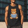 Cute Teddy Bear Reading Book Adorable For Readers Men Tank Top