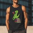 Dino Reading Read Reading Librarian Book Men Boys Kids Men Tank Top