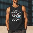 Easily Distracted By Cats And Books Cute Cat And Book Lovers Men Tank Top