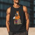 Fox Books Read Reading Librarian America Men Women Kids Men Tank Top