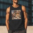 Fox Reads By Fireplace In Cabin Rustic Book Cozy Cup Tea Men Tank Top Fox Reads By Fireplace In Cabin Rustic Book Cozy Cup Tea Men Tank Top