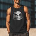 Hedgehog Reading Book Full Moon Lake Scenery Men Tank Top