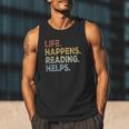 Life Happens Reading Helps Book Lovers Vinage Men Tank Top Life Happens Reading Helps Book Lovers Vinage Men Tank Top