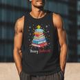 Merry Bookmas Book Christmas Tree Lights Xmas Men Women Kids Men Tank Top
