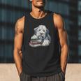 Old English Sheepdog Books Reading Dog Breed Graphic Men Tank Top