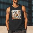 Owl Learning To Cook With Cookbook Chef Apron Stove Cooking Men Tank Top Owl Learning To Cook With Cookbook Chef Apron Stove Cooking Men Tank Top