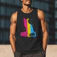 Pansexual Pride Celestial Cat Sitting Book LGBTQ Pan Colors Men Women Men Tank Top