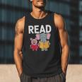 Pig Elephant Reading Cute Book Lover Bookworm Boys Girls Kid Men Tank Top