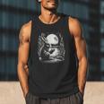 Rabbit Reading Book Full Moon Lake Scenery Men Tank Top
