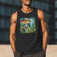 Rabbit Reading Book Under Large Mushroom Easter Bandana Men Tank Top