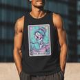 The Reader Retro Reading Skeleton Books Flowers Tarot Card Men Tank Top