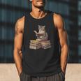 Reading Cat Book Lover Men Tank Top