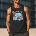 Readsolotl Blue Kawaii Axolotl Book Lover Reading Retro Men Tank Top