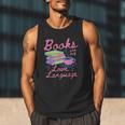 Retro Books Are My Love Language Valentine Book Lovers Men Tank Top