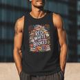 Retro Floral Red & Booked Library Reading 4th Of July Men Tank Top