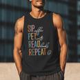 Sip Coffee Pet Cats Read Books Repeat Book Cat Lover Men Tank Top
