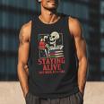 Staying Alive One Book At A Time Skeleton Reading Librarian Men Tank Top Staying Alive One Book At A Time Skeleton Reading Librarian Men Tank Top