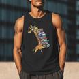 Teacher Shirt Giraffe Holding Books Bookworm Librarian Men Tank Top